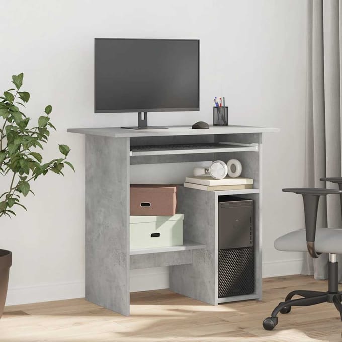 vidaXL - Bureau - 80x45x74 - cm - bewerkt - hout - betongrijs