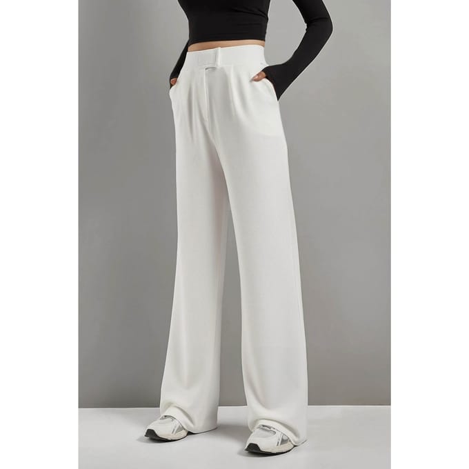 Hoge Taille Elastische Crepe Palazzo Broek