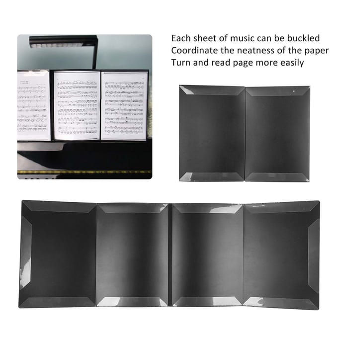Classeur de partitions A4 6 pages, matériau ABS, pour piano, guitare, violon, clip d'extension black