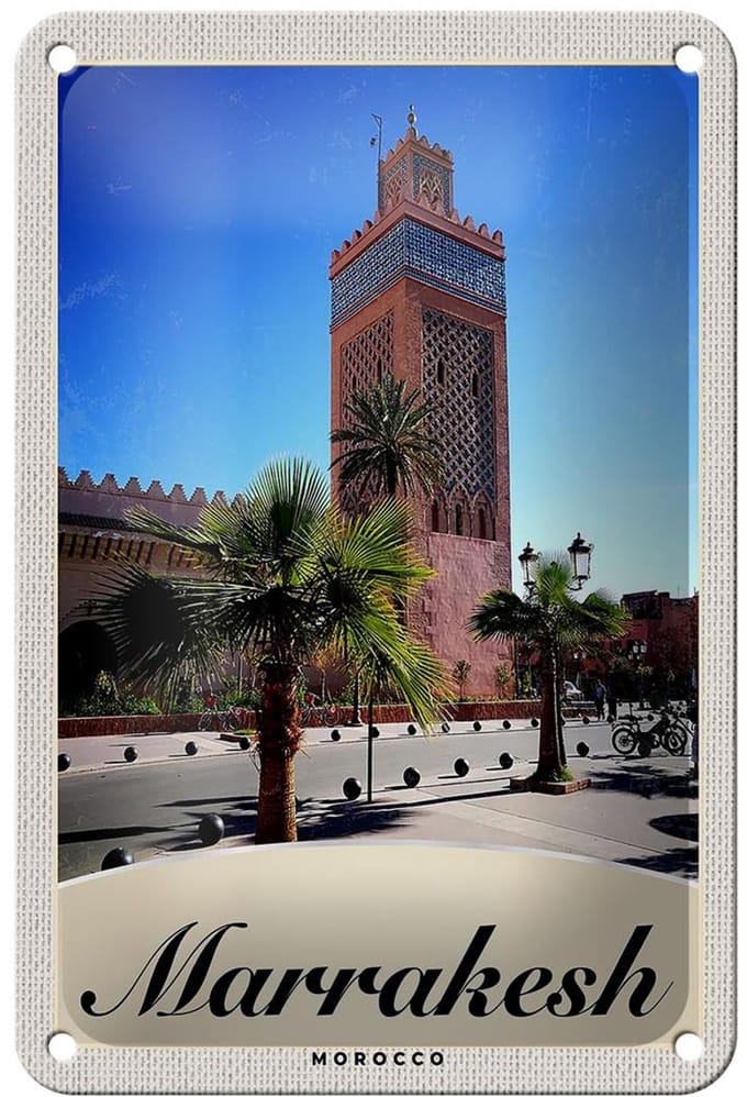 Blechschild Reise 12x18cm Marrakesch Marokko Kultur Schild