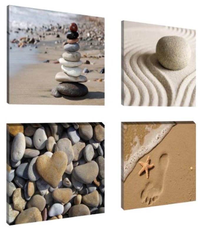Canvasafbeeldingen Set van 4 - Spa Sand 20x20 cm voor Wanddecoratie
