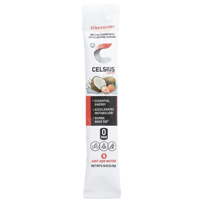 Celsius, Live Fit, Aardbei Kokos, draagbare 14-pak, 0,18 oz (5,2 gr) elk