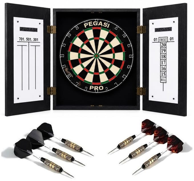 Pegasi dartbord cabinet set Black