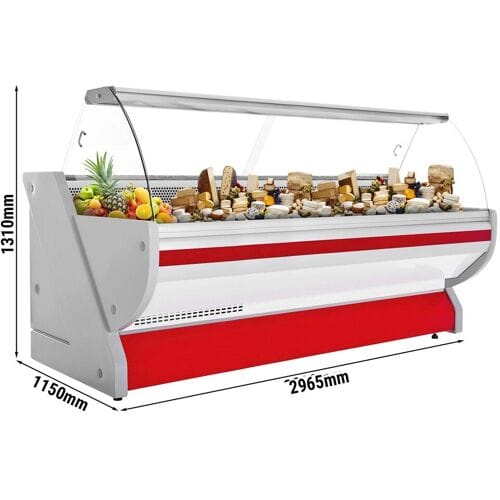 GGM Gastro Kühl-/ Fleischtheke - 3000mm - Rot - mit Fleischlicht & beleuchteter Frontblende