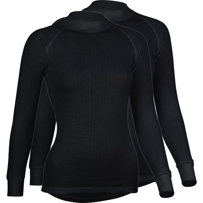 Avento  - Maat 38- Thermoshirt Lange Mouw Vrouwen - 2-Pack - Zwart