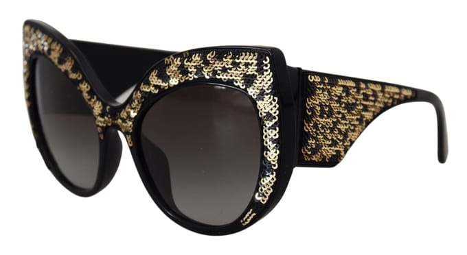 Dolce & Gabbana Zwart Goud Sequins Vlinder Gepolariseerde DG4326 Dames Zonnebril
