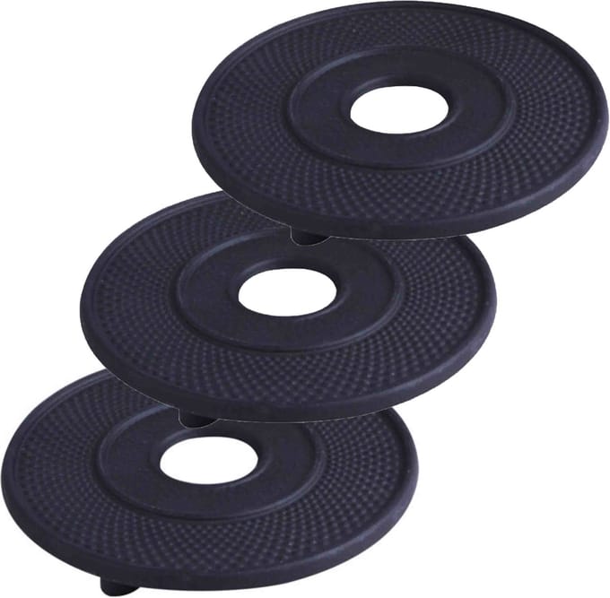 Pannen/theepot onderzetters - 4x stuks - Gietijzer - Zwart - 14 cm