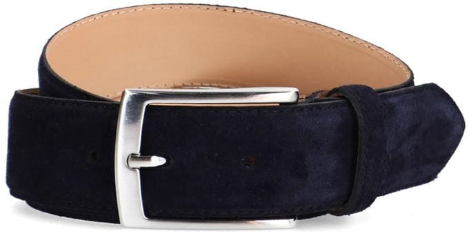 Manfield - Heren - Donkerblauwe suède riem - Maat 105