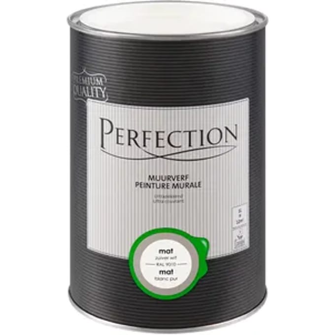 Perfection Ultradekkend Muurverf - Mat - Zuiver Wit Ral 9010 - 1l