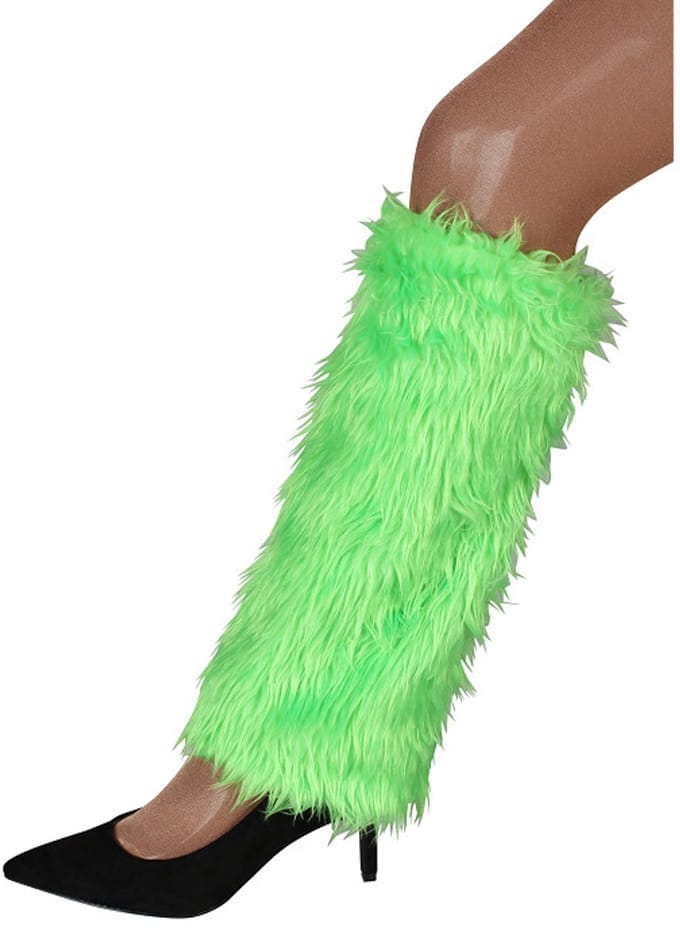 Beenwarmers Neongroen Bont - Pluche Volwassenen