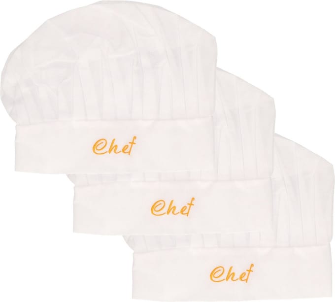 Koksmuts Chef - 3x - wit - papier - volwassenen - B29 x H25 cm