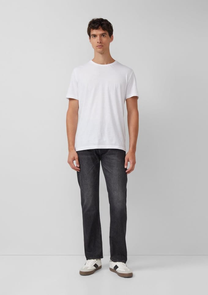 straight fit jeans van katoenmix