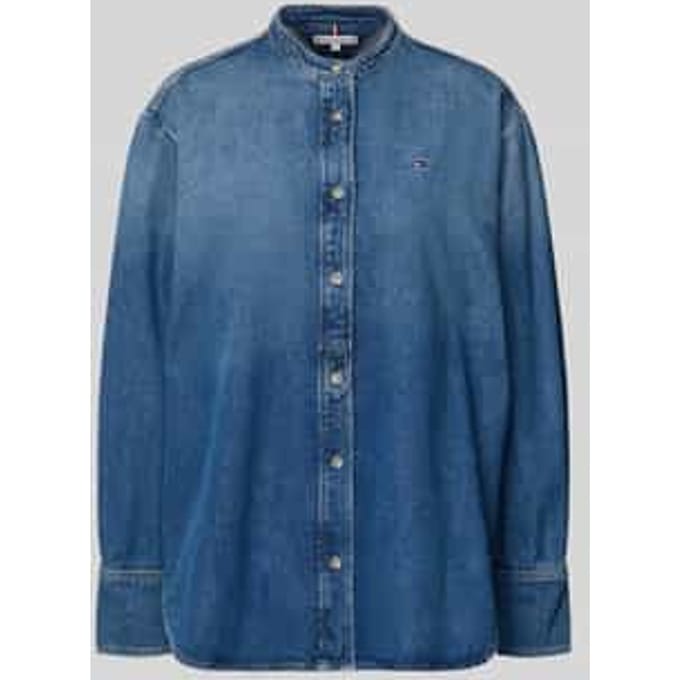 Relaxed fit jeansblouse van mix van katoen en lyocell