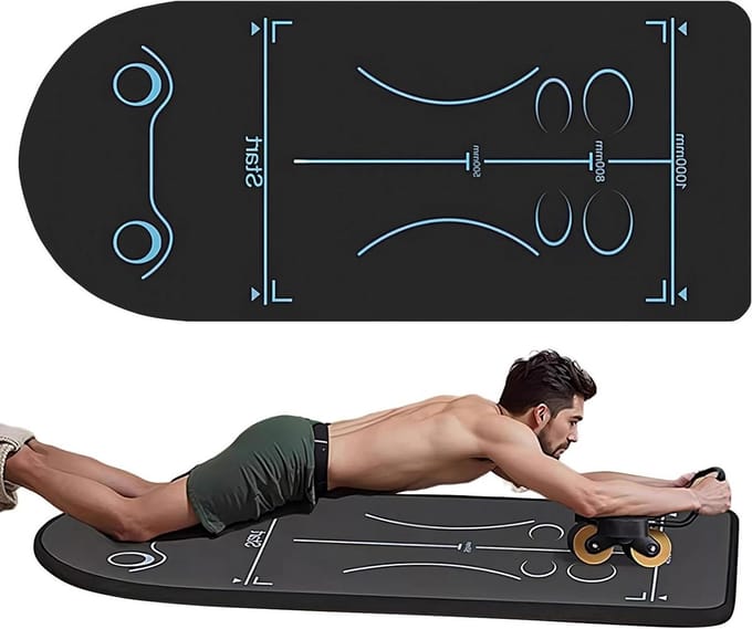 Ab Roller Mat - Kniekussen Oefenmat - Core Training - Antislip Stabiliteit - 63.5 x 13 x 13 cm - Meerkleurig