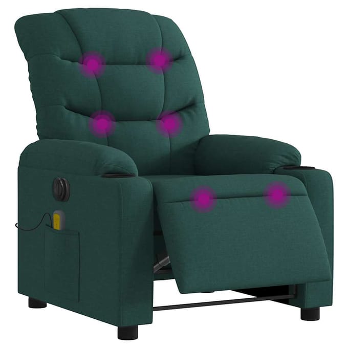 vidaXL - Massagestoel - elektrisch - verstelbaar - stof - donkergroen