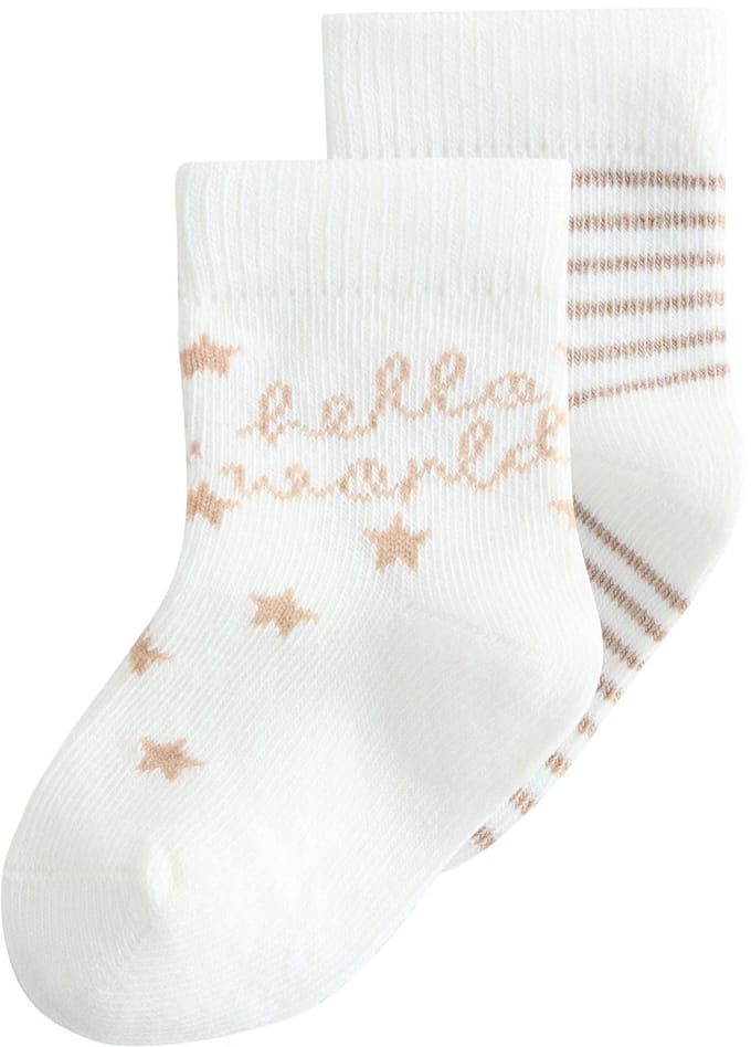 Next - Pasgeboren unisex - Set vna 2 paar Hello World babysokjes - Wit