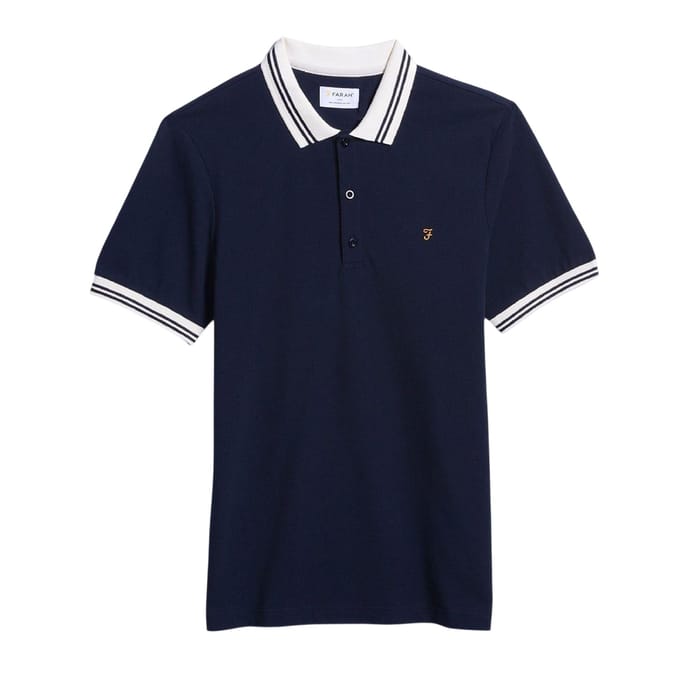 Farah Heren Regular Poloshirt met Korte Mouwen (Echte marine)