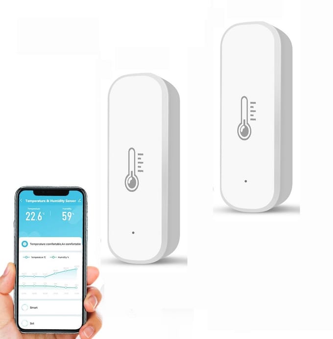 Slimme Hygrometer en Thermometer Sensor voor Thuis - Draadloos en Compatibel met Smart Home App