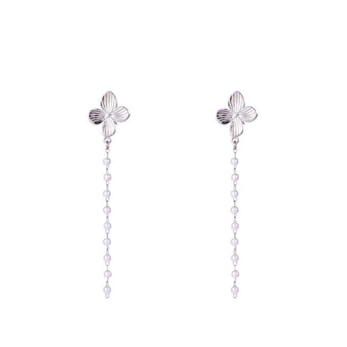 Go Dutch Label Oorknoppen leaf 'n pearls Zilver