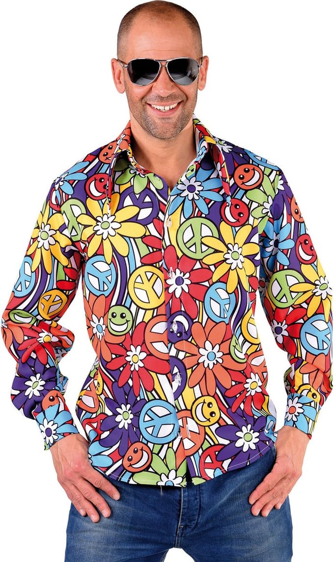 Magic Design Verkleedblouse Hippie Smile Polyester Maat S