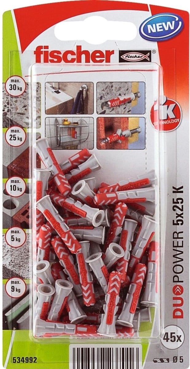 Fischer 534992 DuoPower 5 x 25 K NV 2-componenten plug 25 mm 5 mm 1 set(s)