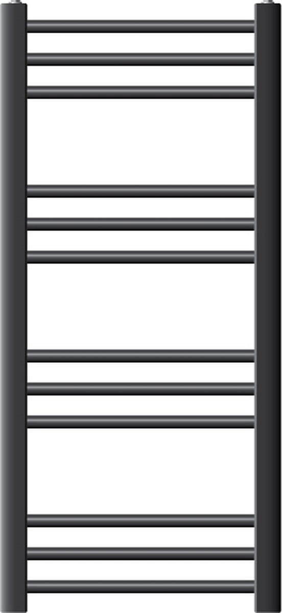 ECD Germany Badkamerradiator Sahara - 400 x 800 mm - antraciet - gebogen met zijaansluiting - radiator handdoekverwarmer handdoekendroger