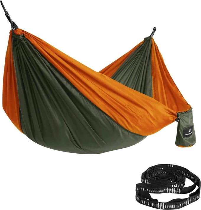 Hangmat legergroen - oranje voor outdoor camping GDC14AO