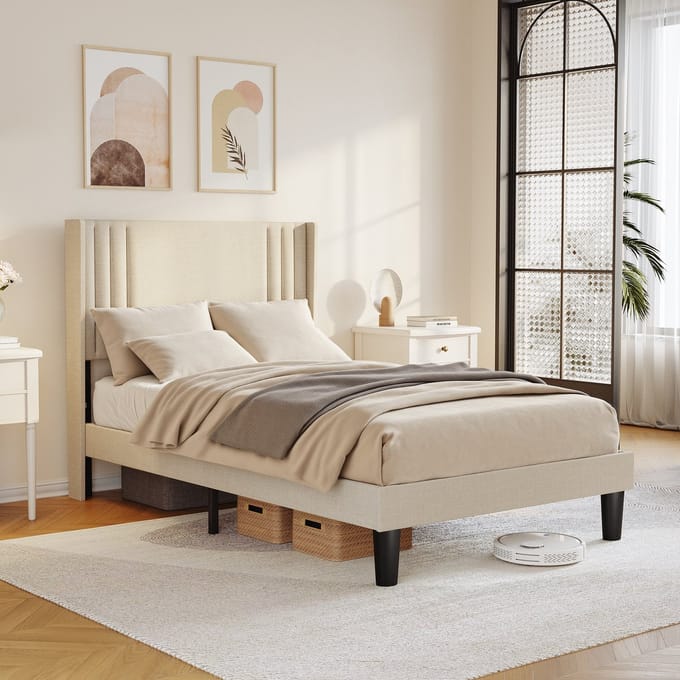 Bealife BF45 Bed - 120 x 200 cm - Hoofdbord en Lattenbodem - Beige