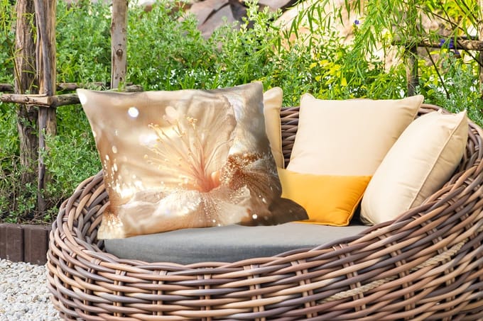 Buitenkussens - Bloem - Wit - Glitter - Goud - Modern - 60x40 cm - Weerbestendig