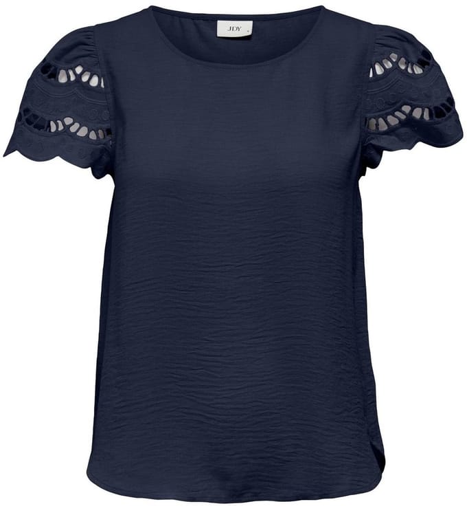 JDY JDYHANNAH LIFE S/S LACE TOP WVN Dames Top - Black Iris