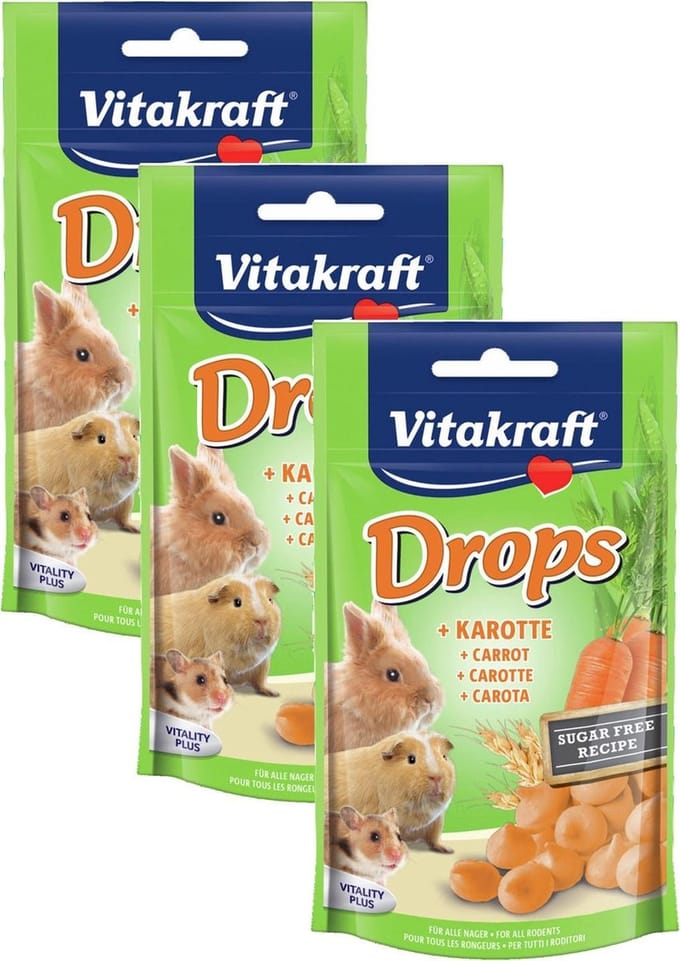 Vitakraft Knaagdier Drops - Konijnensnack - 3 x Wortel