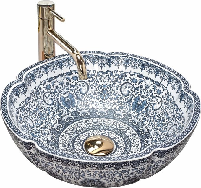 Rea Vivien Opzetwastafel Blauw 42,5x42,5 cm