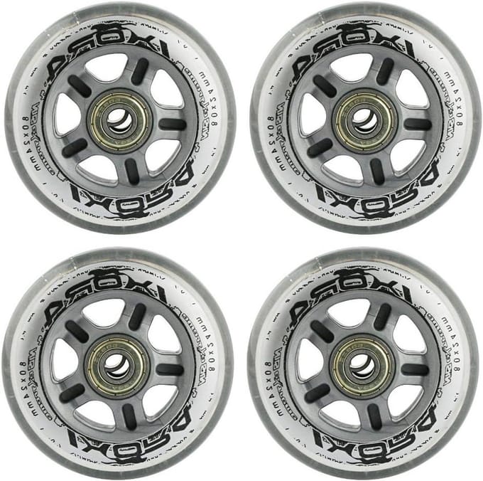 Skeelerwielen Set - Inline skate wielen - Vrijetijdsskating - PU 82A Hardheid - 80 mm - Transparant