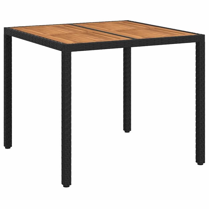 vidaXL Tuinstafel Zwart 90 x 90 x 75 cm poly rattan