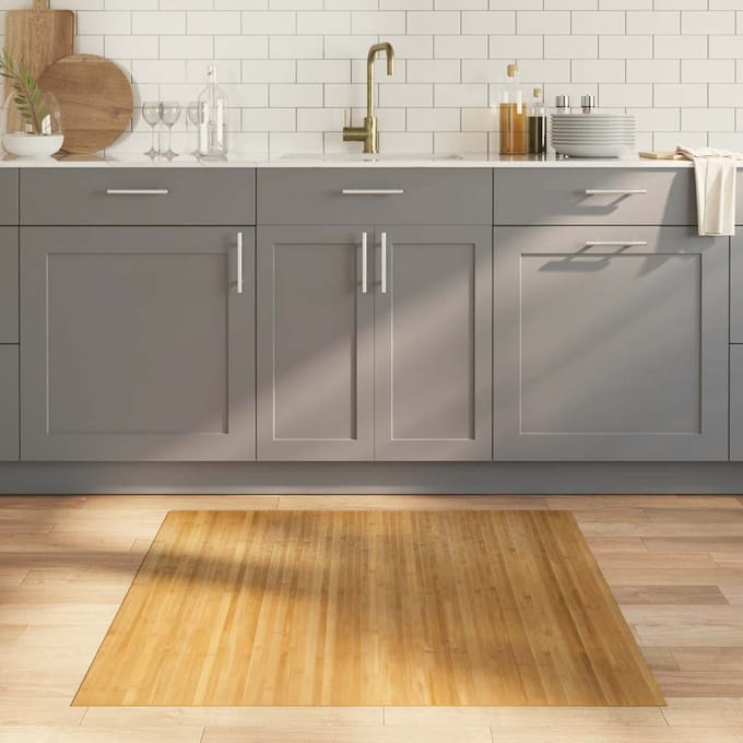 vidaXL - Vloerkleed - rechthoekig - 100x100 - cm - bamboe - naturel