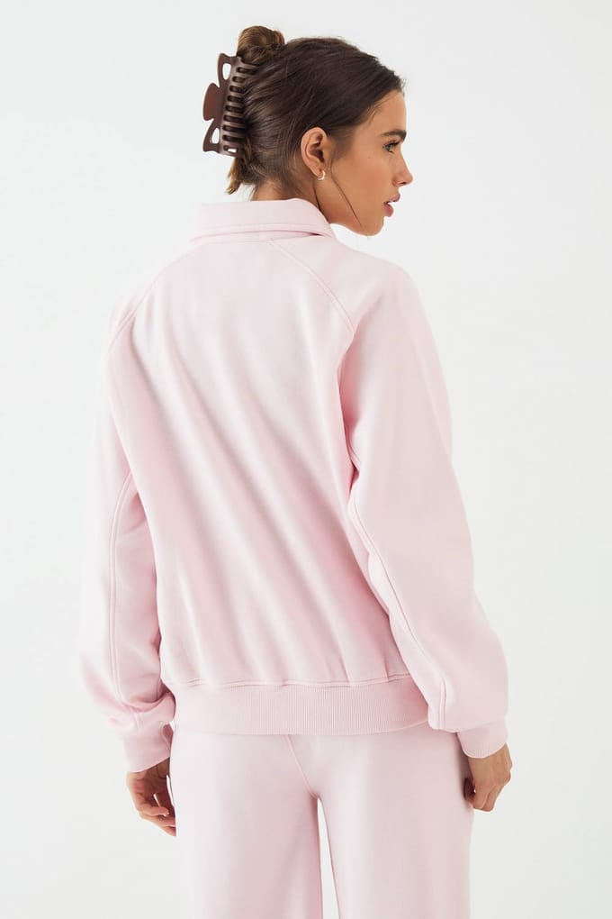 Dames DSGN Studio Raglan Naad Kraag Rugby Sweatshirt | Light Pink | Maat: 2XL