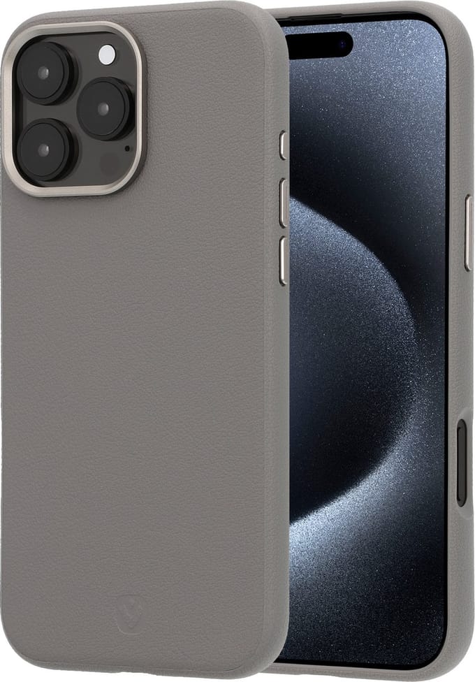 Valenta - Backcover iPhone 16 Pro Max - Magsafe Hoesje Grijs - Eco Leer - Style