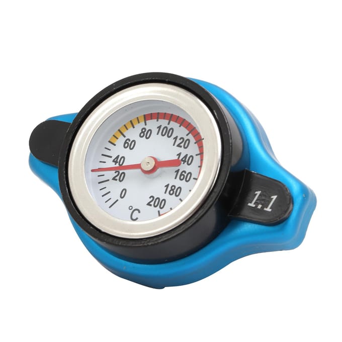 Radiatordop van aluminiumlegering met temperatuurmeter Drukaanpassing Lekvrij Universeel voor auto 1.1 black
