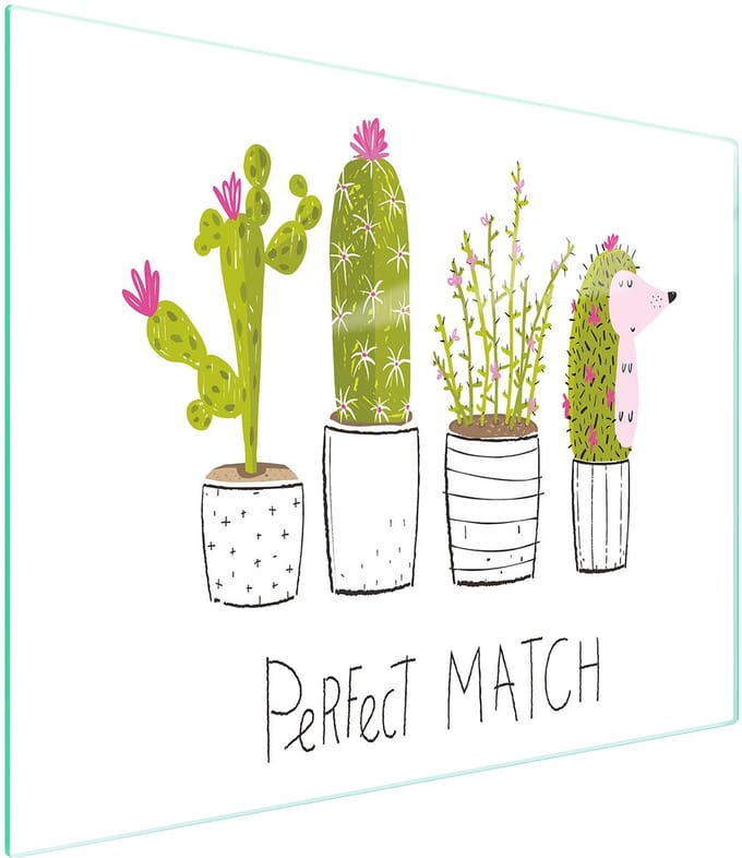 TMK ArtDeko - Snijplank van Glas - 52x30 cm - Cactus