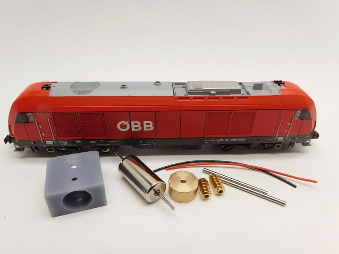 micromotor NF056C motor ombouwset voor Fleischmann BR 223, BR 253, ER20, DE2000, Re 450, u.a.