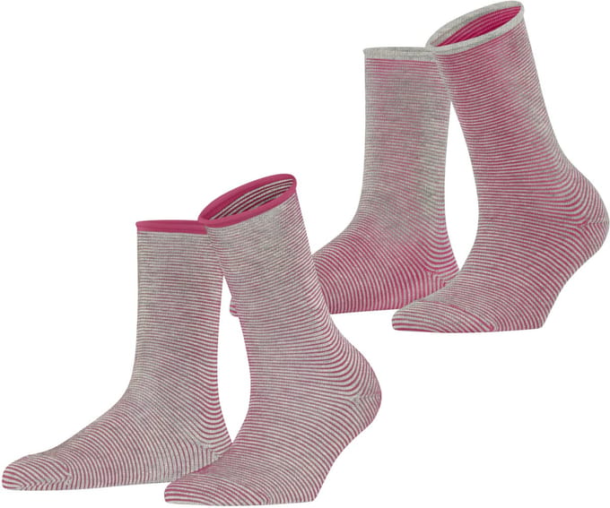 Esprit Allover Stripe 2-Pack gedessineerd katoen multipack sokken dames - maat 35-38