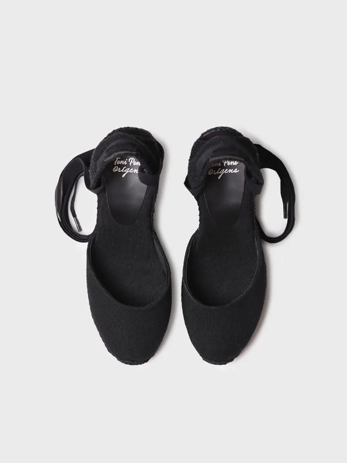 Valenciaanse espadrille voor dames met sleehak en linten | FLORINA