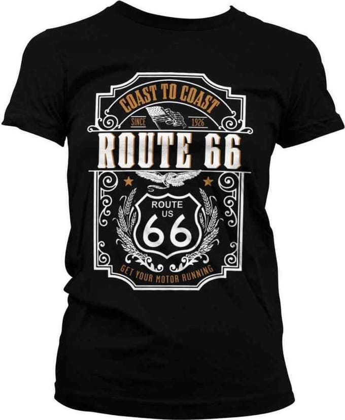 Route 66 Dames Tshirt -S- Coast To Coast Zwart