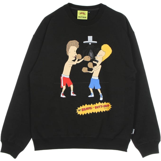 B&B Knockout Crewneck herensweatshirt met ronde hals, zwart