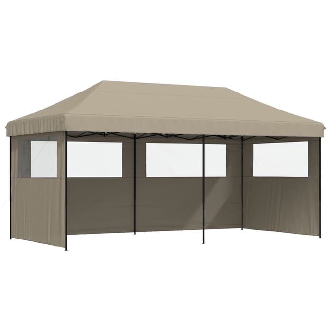 vidaXL - Partytent - inklapbaar - pop-up - met - 3 - zijwanden - taupe