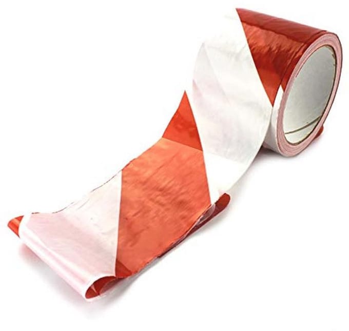 Afsluitband voor Veiligheid en Markering - Rood/Wit - 75mm Breed - 100m Lengte