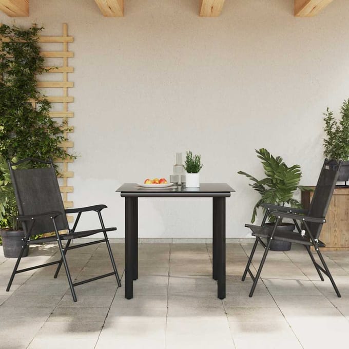 vidaXL - Opklapbare - stoelen, - 2 - stuks, - gemêleerd - grijs, - staal - en - Textilene.
