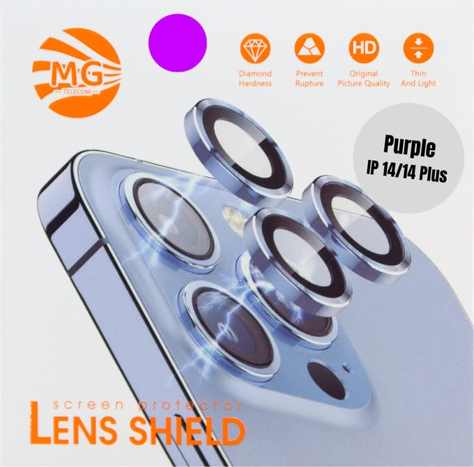 Geschikt Voor iPhone 14 / 14 Plus Camera Lens Protector - Paars - Eenvoudige Installatie - Camera Protector iPhone 14 / 14 Plus - Roestvrij Staal - Gehard Glas - Screenprotector