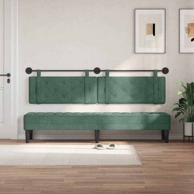 vidaXL - Hangend - hoofdbord - Zeegroen - Fluweel
