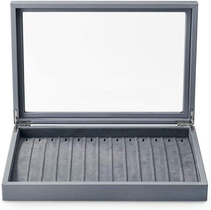 Juwelendoos Organizer - Sieraden Opberger - Sieraden Opbergen - Grote Capaciteit - 35 x 24 x 5.5 cm - Grijs